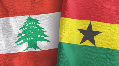 Gana ve Lübnan 'da iki bayraklı tekstil kumaşı 3D.