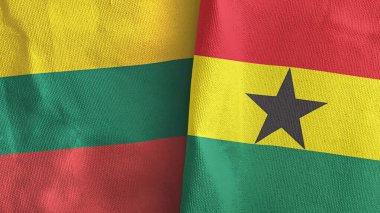 Gana ve Litvanya iki bayraklı tekstil kumaşı 3D