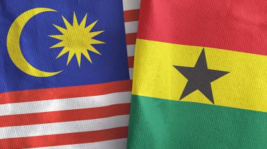 Gana ve Malezya iki bayraklı tekstil kumaşı.