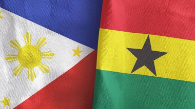 Gana ve Filipinler iki bayraklı tekstil kumaşı.