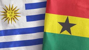 Gana ve Uruguay iki bayraklı tekstil kumaşı.