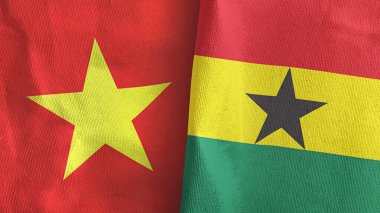 Gana ve Vietnam iki bayraklı tekstil kumaşı.