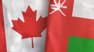 Umman ve Kanada iki bayraklı tekstil kumaşı 3D