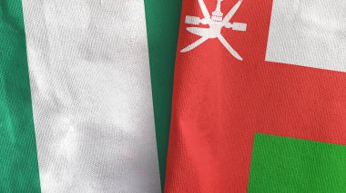 Umman ve Nijerya iki bayrak tekstil kumaşı 3D