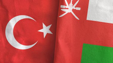 Umman ve Türkiye 'de iki bayraklı kumaş 3D tasarımı