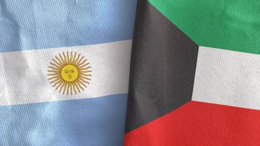 Kuveyt ve Arjantin iki bayraklı tekstil kumaşı 3D