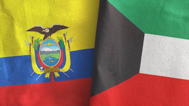 Kuveyt ve Ekvador iki bayraklı tekstil kumaşı 3D.