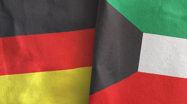 Kuveyt ve Almanya iki bayraklı tekstil kumaşı 3D.