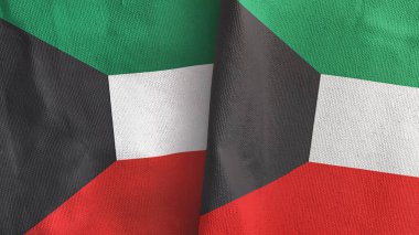 Kuveyt 2 bayraklı tekstil kumaşı 3D görüntüleme