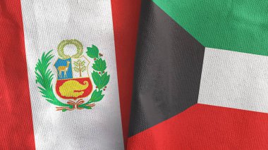Kuveyt ve Peru iki bayraklı kumaş 3D görüntüleme