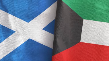 Kuveyt ve İskoçya iki bayraklı tekstil kumaşı 3D