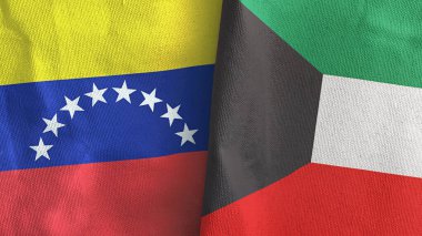 Kuveyt ve Venezuela iki bayraklı tekstil kumaşı 3D