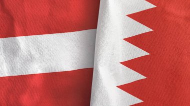 Bahreyn ve Avusturya iki bayraklı tekstil kumaşı 3D