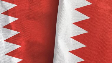 Bahreyn iki bayrak tekstil kumaşı 3D görüntüleme