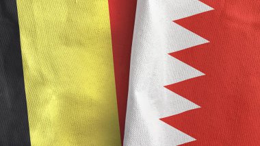 Bahreyn ve Belçika iki bayraklı tekstil kumaşı 3D