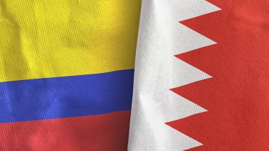 Bahreyn ve Kolombiya 2 bayraklı tekstil kumaşı 3D
