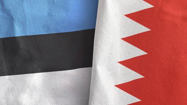 Bahreyn ve Estonya iki bayraklı tekstil kumaşı 3D