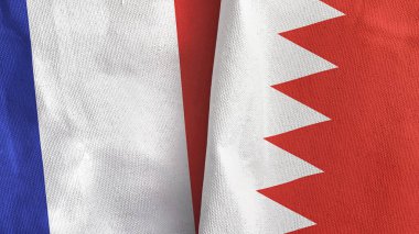Bahreyn ve Fransa iki bayraklı tekstil kumaşı 3D