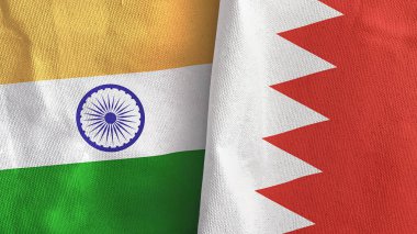 Bahreyn ve Hindistan iki bayrak tekstil kumaşı 3D