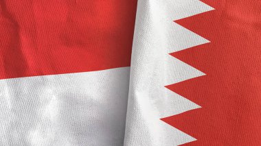 Bahreyn ve Endonezya iki bayraklı tekstil kumaşı 3D