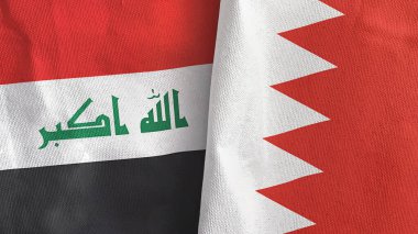 Bahreyn ve Irak iki bayrak tekstil kumaşı 3D