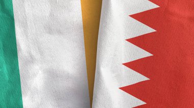 Bahreyn ve İrlanda iki bayraklı tekstil kumaşı 3D
