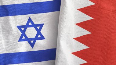 Bahreyn ve İsrail 'in iki bayrağı tekstil kumaşı 3D