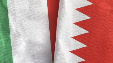 Bahreyn ve İtalya iki bayraklı tekstil kumaşı 3D