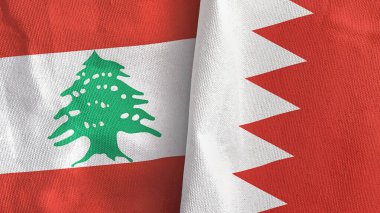 Bahreyn ve Lübnan iki bayraklı tekstil kumaşı 3D