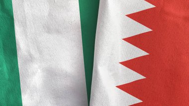 Bahreyn ve Nijerya iki bayraklı tekstil kumaşı 3D