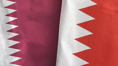 Bahreyn ve Katar iki bayraklı tekstil kumaşı 3D