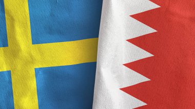 Bahreyn ve İsveç iki bayraklı tekstil kumaşı 3D