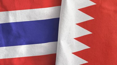 Bahreyn ve Tayland. İki bayrak. Tekstil kumaşı 3 boyutlu.
