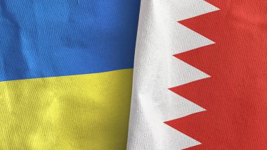 Bahreyn ve Ukrayna iki bayraklı tekstil kumaşı 3D