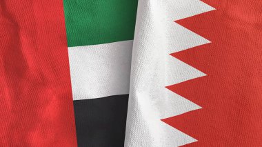 Bahreyn ve Birleşik Arap Emirlikleri iki bayraklı tekstil kumaşı 3D