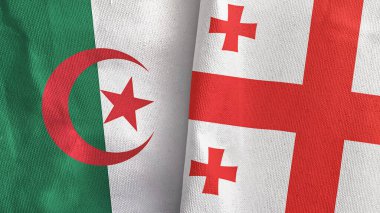 Gürcistan ve Cezayir 'de iki bayraklı tekstil kumaşı 3D