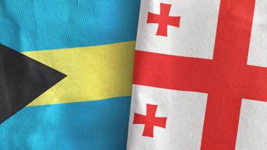 Gürcistan ve Bahamalar iki bayraklı tekstil kumaşı 3D