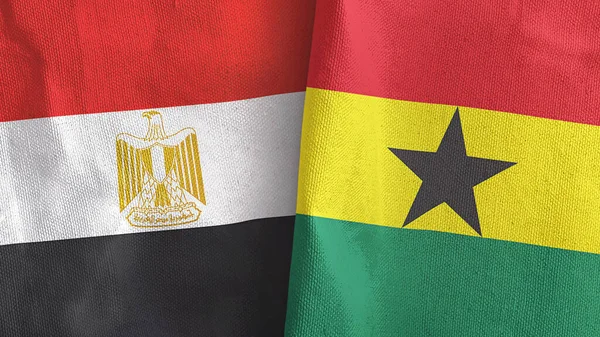 Gana ve Mısır 'da iki bayrak, tekstil kumaşı 3D.