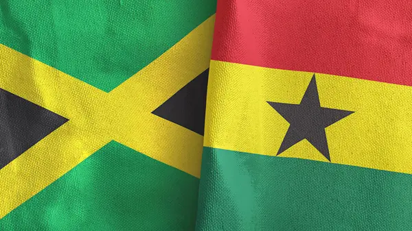 Gana ve Jamaika iki bayrak, tekstil kumaşı 3D.