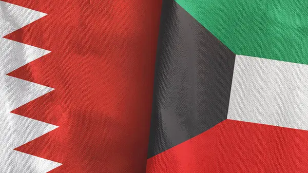 Kuveyt ve Bahreyn iki bayraklı tekstil kumaşı 3D
