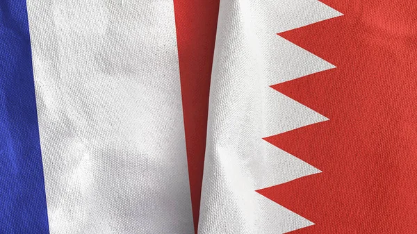 Bahreyn ve Fransa iki bayraklı tekstil kumaşı 3D