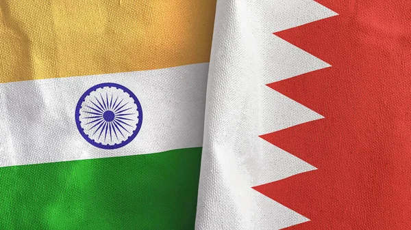Bahreyn ve Hindistan iki bayrak tekstil kumaşı 3D