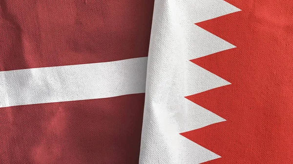 Bahreyn ve Letonya iki bayraklı tekstil kumaşı 3D