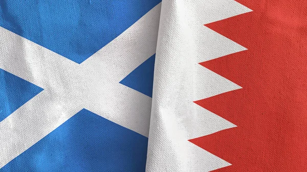 Bahreyn ve İskoçya iki bayraklı kumaş 3D