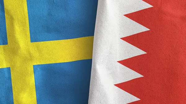 Bahreyn ve İsveç iki bayraklı tekstil kumaşı 3D