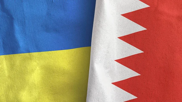 Bahreyn ve Ukrayna iki bayraklı tekstil kumaşı 3D