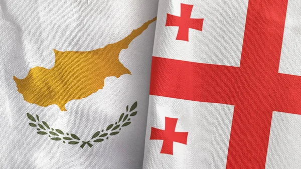 格鲁吉亚和塞浦路斯两国国旗纺织品三维渲染 — 图库照片