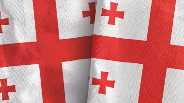 Gürcistan 'da iki bayraklı tekstil kumaşı 3D