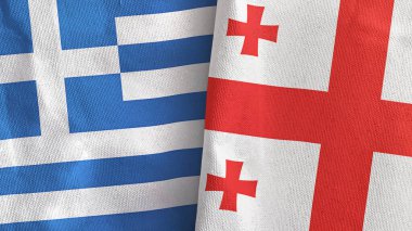 Gürcistan ve Yunanistan 'da tekstil kumaşı 3 boyutlu olarak iki bayrak dikildi