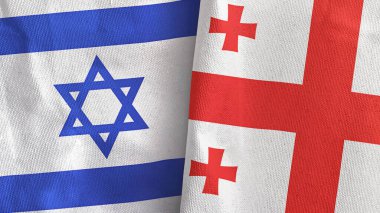 Gürcistan ve İsrail 'de iki bayraklı tekstil kumaşı 3D